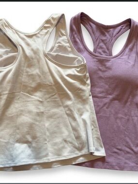 White and Lavender Ribbed Tank Tops